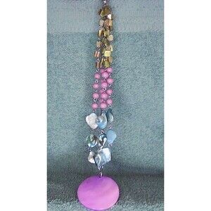 Shell &Beaded Pink Pendant Necklace, 22"
